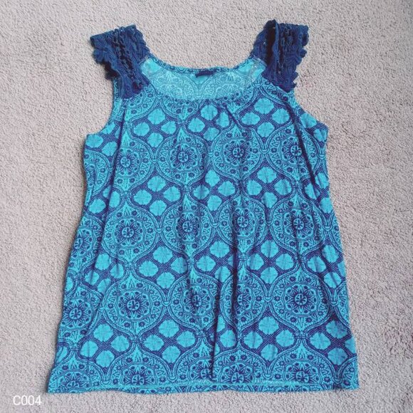 Faded Glory Weave Shoulder Strap Tank Top Women Sz S Sleeveless Totem Crew Neck - Picture 1 of 6